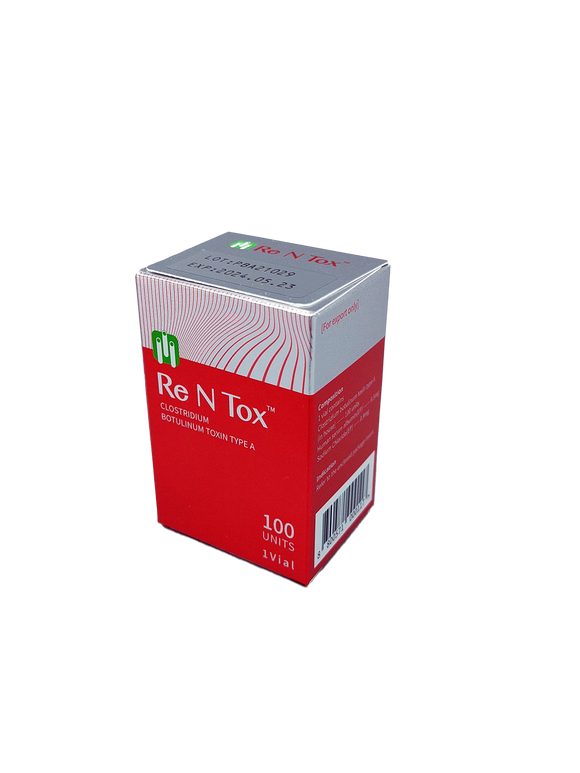Re N Tox 100 botulinum toxin type A for wrinkle reduction and facial rejuvenation.