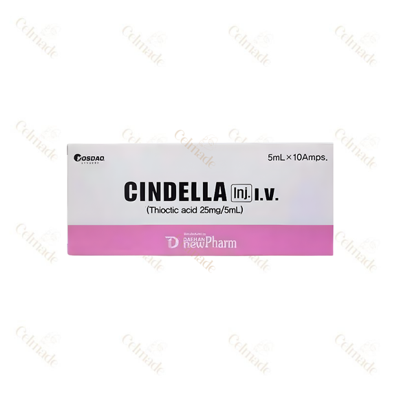 CINDELLA Injection glutathione solution for skin whitening, brightening, and antioxidant benefits.