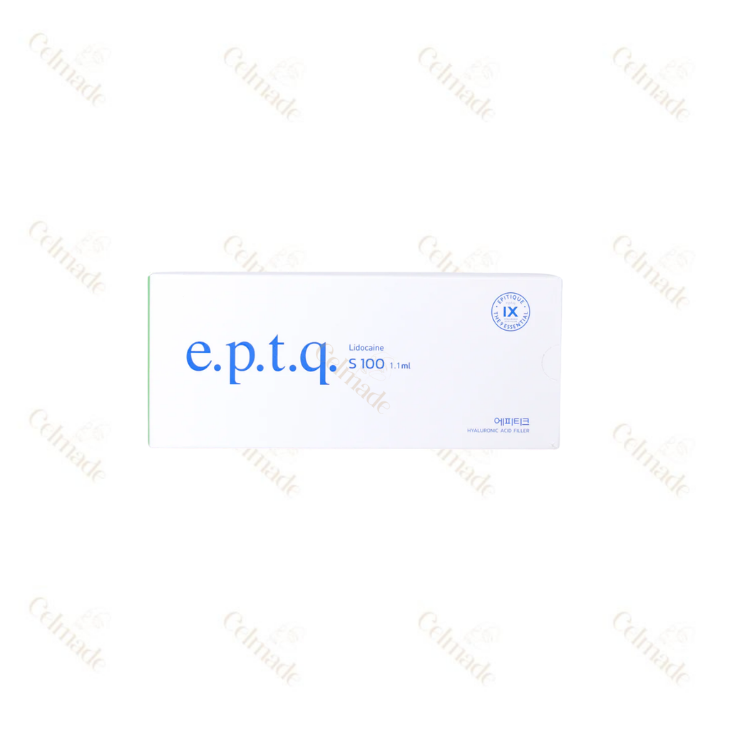 E.P.T.Q S100 fine-textured hyaluronic acid filler for subtle volume and fine line reduction.