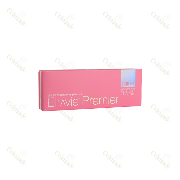 Elravie Premier Light L hyaluronic acid filler with Lidocaine for fine line smoothing and light volume.