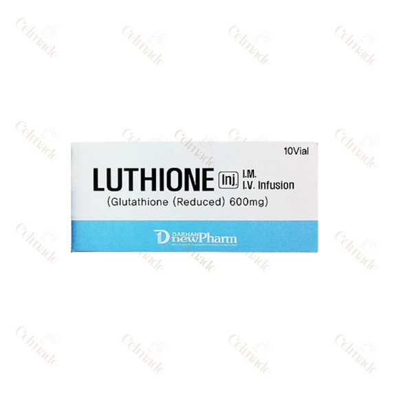 LUTHIONE 600mg 10 vials of injectable glutathione for skin brightening and wellness.
