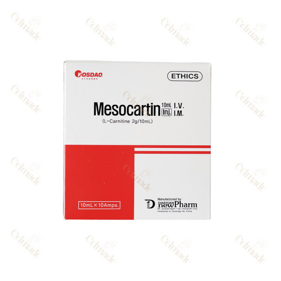 Mesocartin Injection (Meso Cartin Inj) 10mL 10 Ampoules for non-surgical body slimming and fat reduction.
