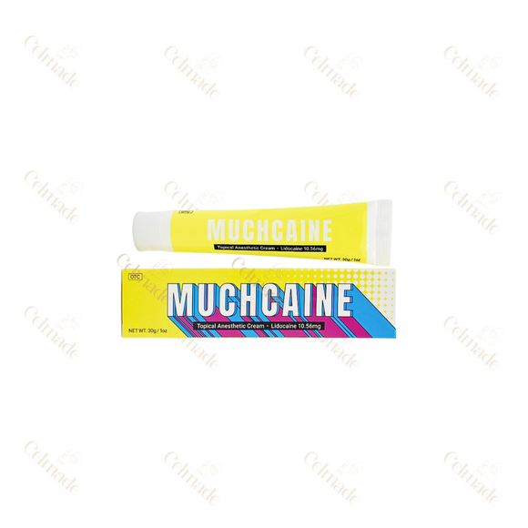 MUCHCAIN CREAM 30G compact lidocaine-based numbing cream for pain relief in localized cosmetic procedures.