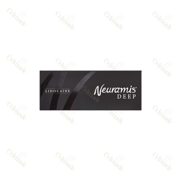 NEURAMIS DEEP LIDO high-density hyaluronic acid filler with Lidocaine for deep volume and contouring.