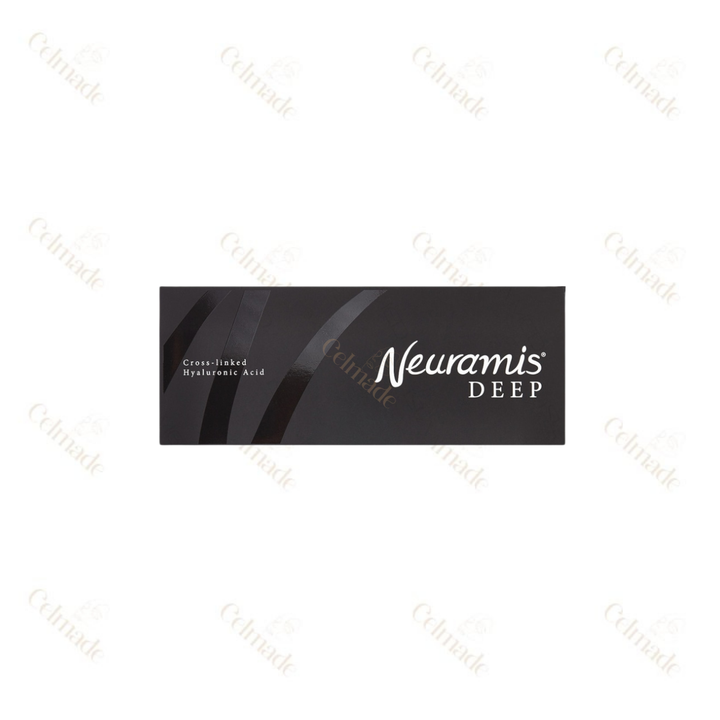 NEURAMIS DEEP LIDO high-density hyaluronic acid filler with Lidocaine for deep volume and contouring.