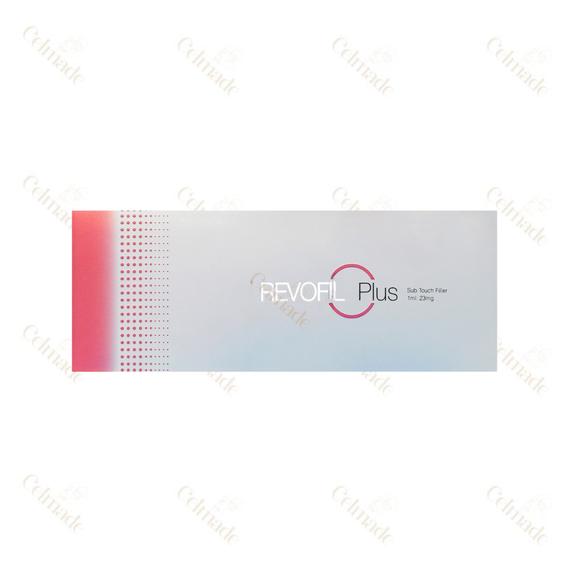 Revofil Plus medium-density hyaluronic acid filler with peptides for moderate volume and facial contouring.