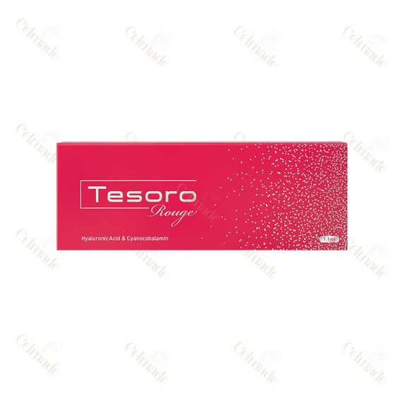 Tesoro Rouge 1ml – High-density HA filler for facial volume and deep wrinkle correction.
