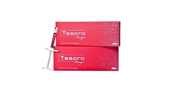 Tesoro Rouge 1ml – High-density HA filler for facial volume and deep wrinkle correction.