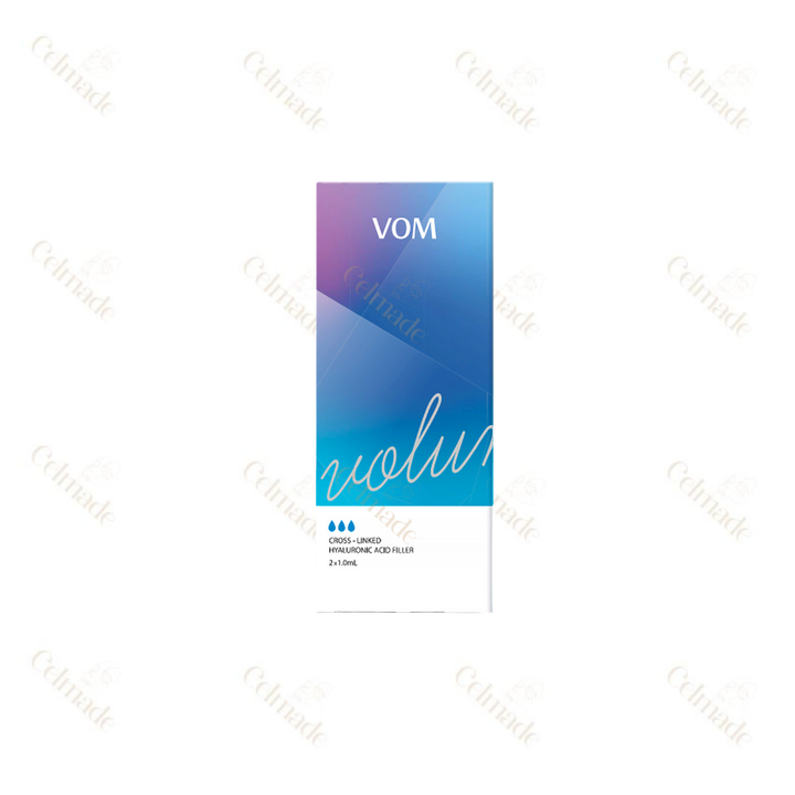 VOM M medium-density hyaluronic acid filler for wrinkle reduction and facial contouring.