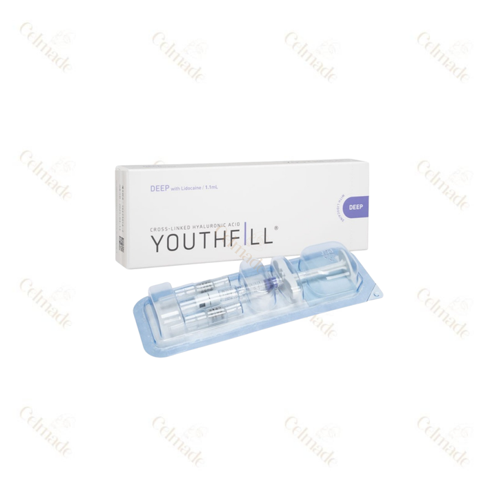 YOUTHFILL DEEP high-density hyaluronic acid filler for deep wrinkle reduction and facial contouring.