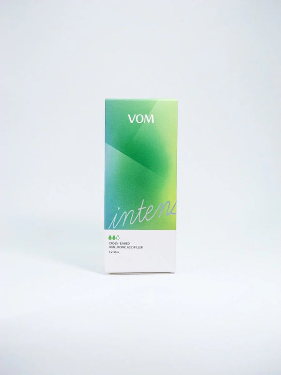 VOM O ( Intensive ) high-density hyaluronic acid filler for deep wrinkle reduction and facial sculpting.