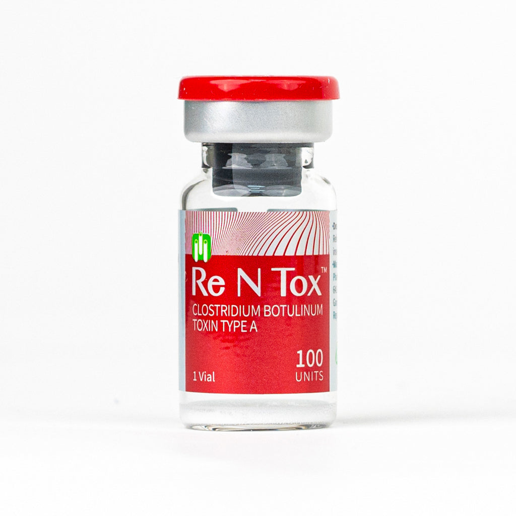 Re N Tox 100 botulinum toxin type A for wrinkle reduction and facial rejuvenation.