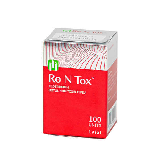 Re N Tox 100 botulinum toxin type A for wrinkle reduction and facial rejuvenation.