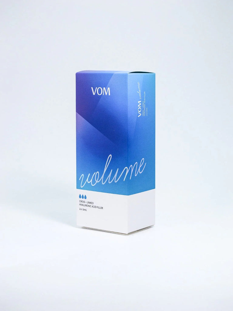 VOM M medium-density hyaluronic acid filler for wrinkle reduction and facial contouring.