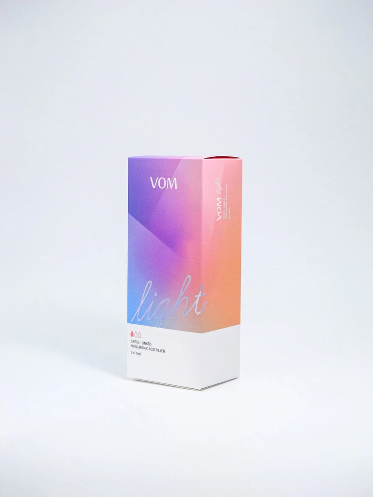 VOM V ( Light ) medium-density hyaluronic acid filler for wrinkle reduction and facial contouring.