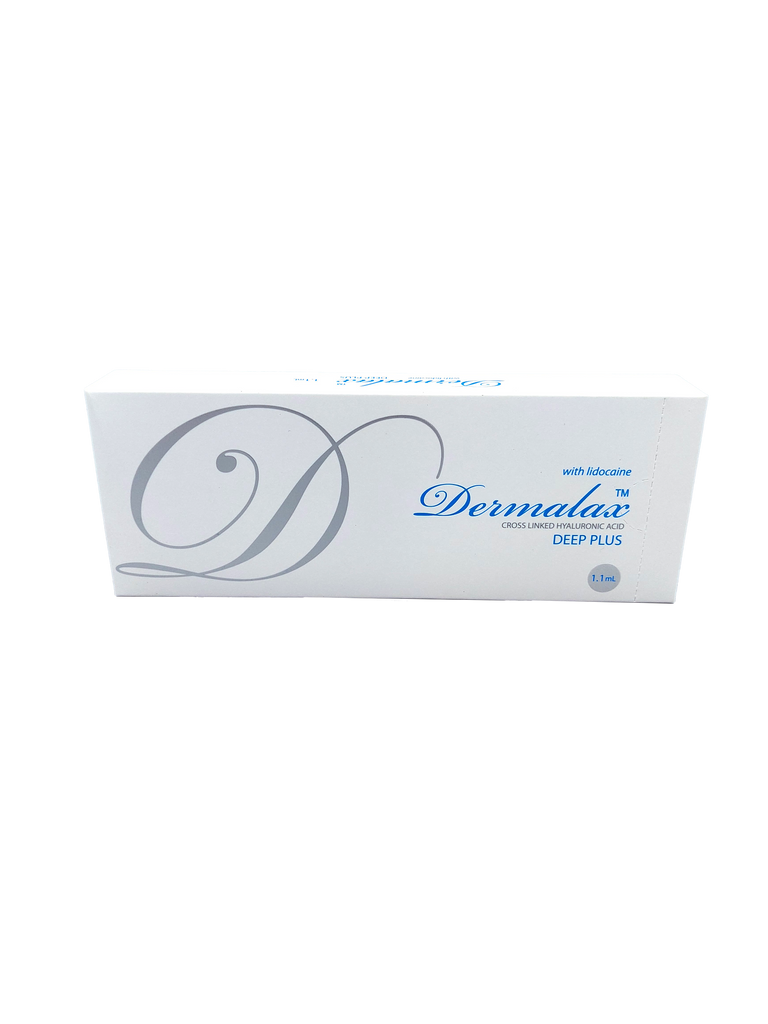 Dermalax Deep Plus hyaluronic acid filler with Lidocaine for deep volume and facial contouring.