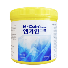 M CAIN CREAM 500G professional-grade lidocaine-based numbing cream for pain relief in cosmetic and dermatological procedures.