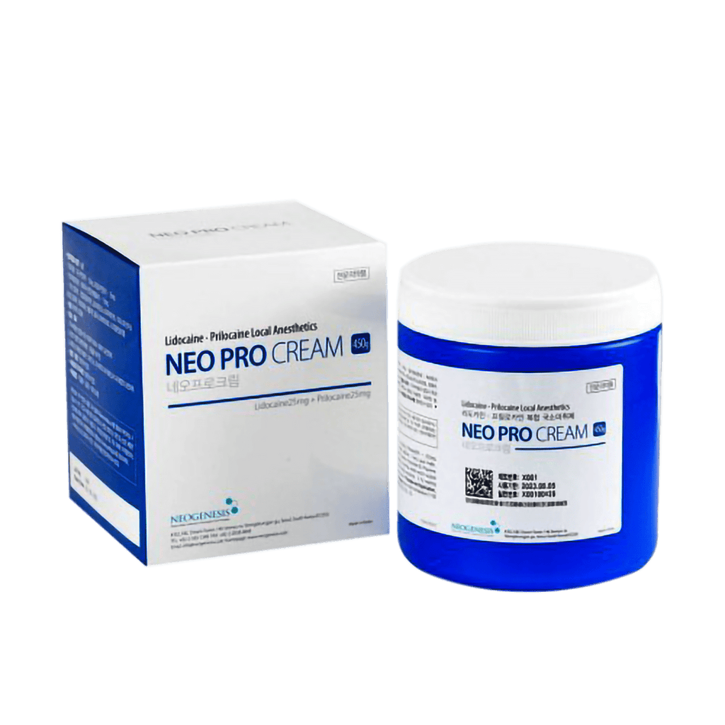 NEO PRO CREAM 450G professional-grade lidocaine-based numbing cream for pain relief in cosmetic and dermatological procedures.