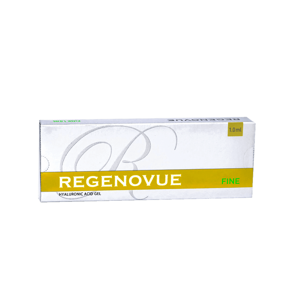 REGENOVUE FINE low-density hyaluronic acid filler for fine line reduction and subtle volume.