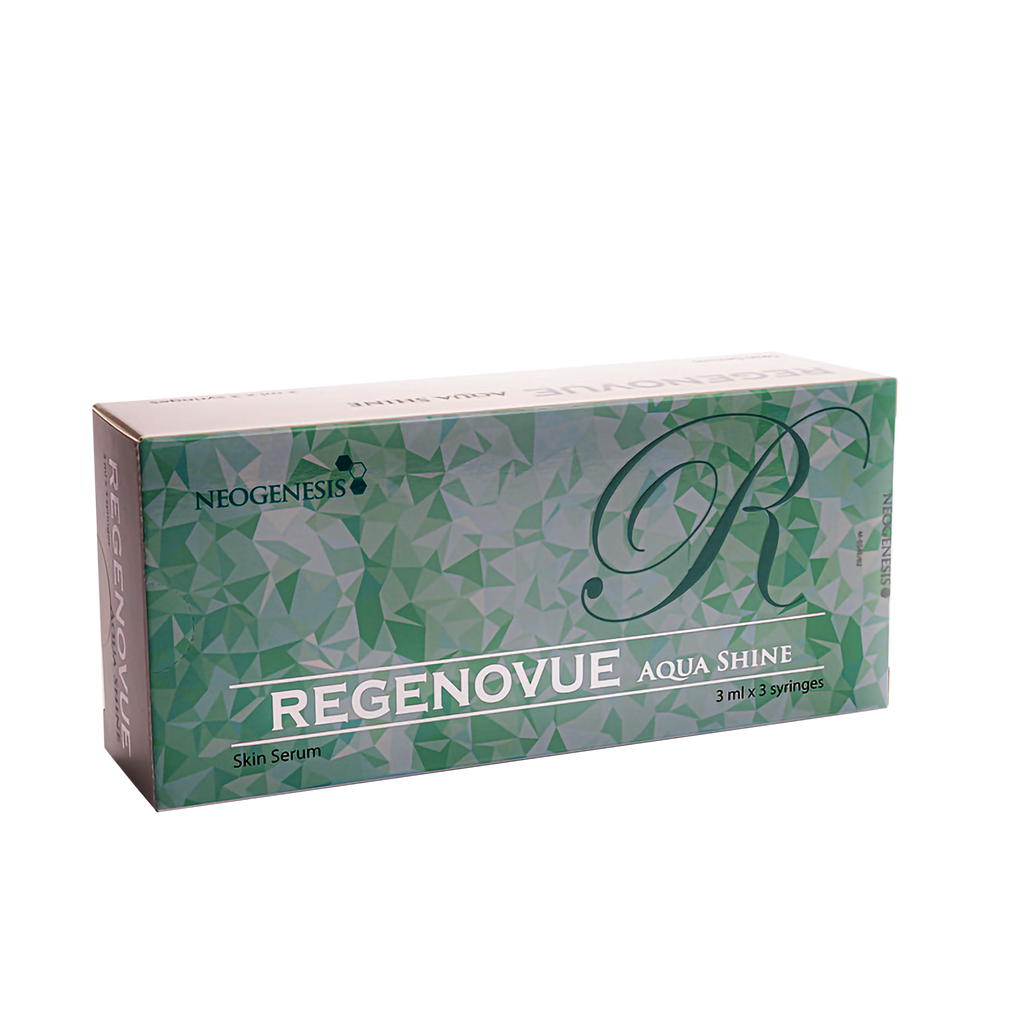 Regenovue Aqua Shine Plus SILVER hyaluronic acid treatment for hydration and radiance.