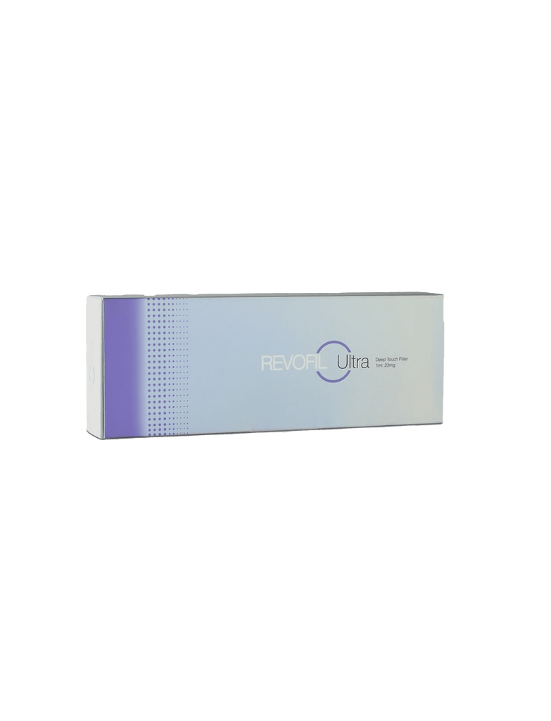 Revofil Ultra high-density hyaluronic acid filler with peptides for deep contouring and volume restoration.