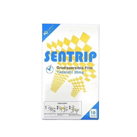Sentrip 20mg strips for cognitive support and mental clarity, 10 strips per box.