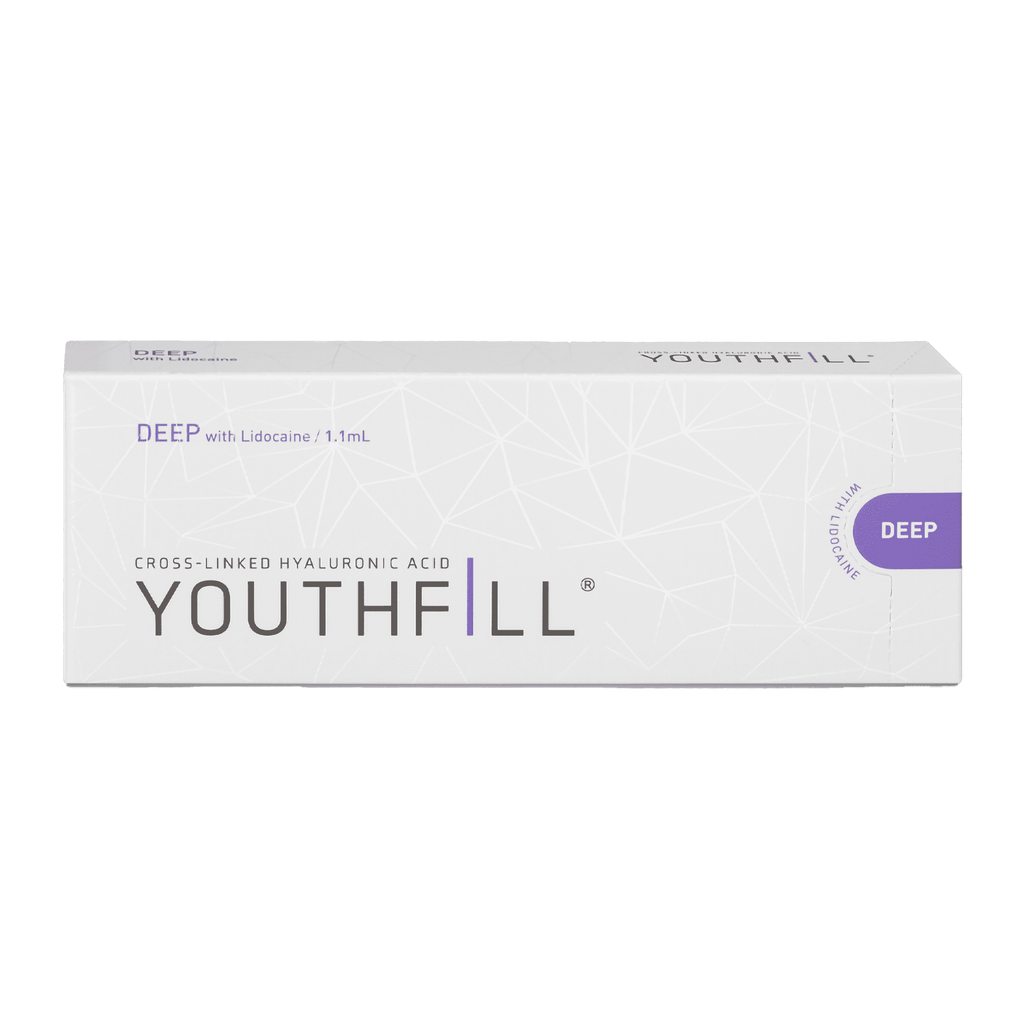 YOUTHFILL DEEP high-density hyaluronic acid filler for deep wrinkle reduction and facial contouring.