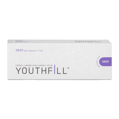 YOUTHFILL DEEP high-density hyaluronic acid filler for deep wrinkle reduction and facial contouring.